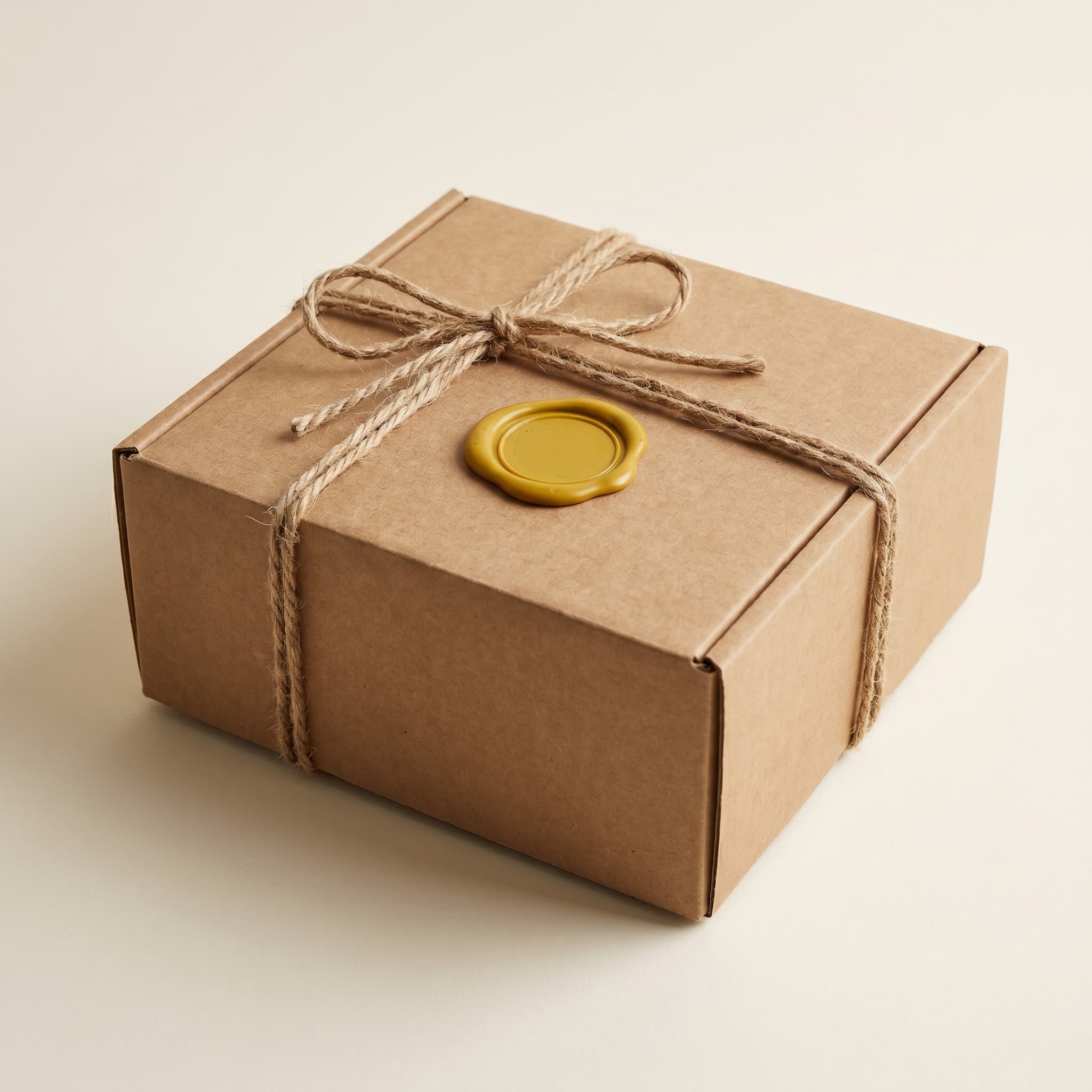 Step 01 — Box arrives, twine-wrapped, wax-sealed.